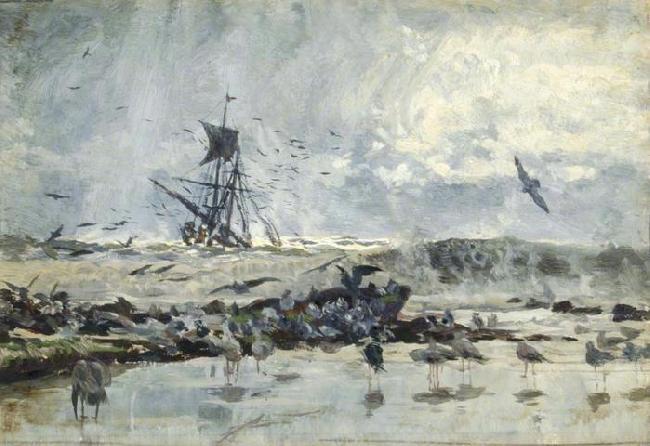 William Lionel Wyllie A Ship and Seabirds near the Coast